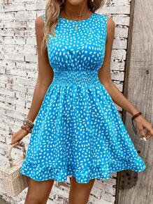 Breezaya Vestido casual - Casual moderno - Vacaciones casuales - Pastoral - Azul y blanco - Ver 6