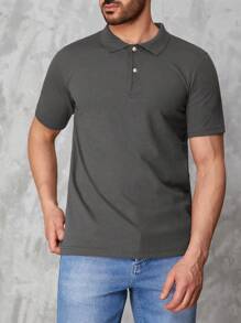 RueChic Men Solid Polo Shirt - Dark Grey - View 6