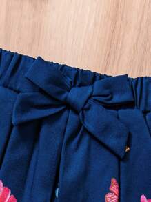 Baby Girl Floral Print Ruffle Hem Skirt With Bow Accent, Comfortable & Fashionable, Spring/Summer New Collection - Multicolor - View 4