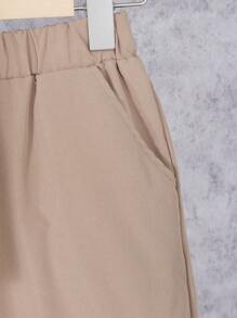 SHEIN Tween Boys' Tropical Printed Short Sleeve Shirt And Shorts Set - Khaki - View 8