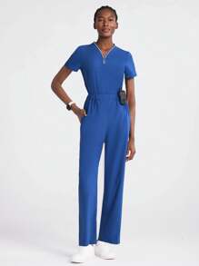 TaskEZ Scrub Uniform Set: Blouse And Trousers,Sets For Women Casual Scrub Sets Scrub Sets For Women Women Scrub Sets Work Clothes Women - Blue - View 7