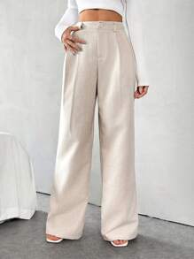 Chiquease 女士优雅法式办公室通勤白色西装外套和裤子套装 - 杏色 - 查看 4