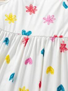 SHEIN Genkimix Kids 3 件套女童无袖连衣裙套装，弹力豹纹条纹休闲度假派对连衣裙，弹力吊带背心，色块，豹纹，花卉印花，适合夏季 - 彩色 - 查看 3