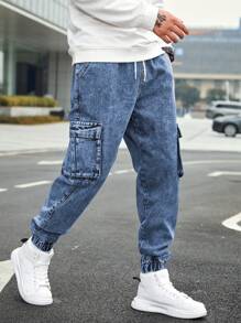 Manfinity Hypemode Pantalones vaqueros casuales y sencillos para hombres, apropiados para el verano