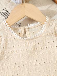 SHEIN Baby Girl New Retro Textured Soft Fabric Top, Comfortable & Fashionable Design For Indoor/Outdoor Wear, Spring Summer