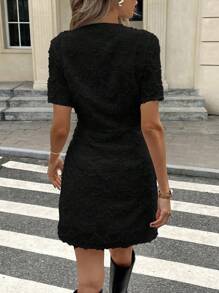 SHEIN Frenchy Women Short Mini Dress, V-Neck, Casual & , Suitable For Summer,Summer Dresses For Women Elegant Black Evening Dress - Black - View 2