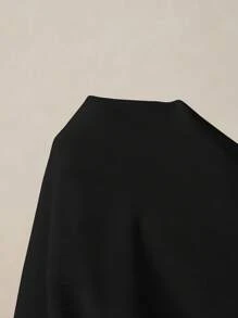 EastFlair Plus Size Versatile Retro Pleated Midi Skirt For Office And Commute Fall - Black - View 9