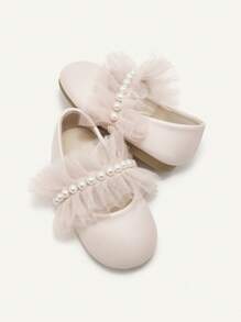 Cozy Pixies Spring/Summer Fashion Versatile Wedding Season Princess Style Lace Pearl Pink Soft Bottom Baby Flats