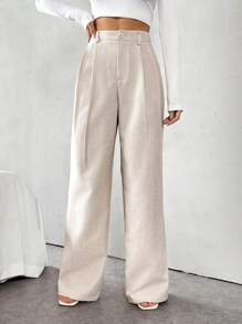 Chiquease 女士优雅法式办公室通勤白色西装外套和裤子套装 - 杏色 - 查看 6