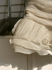 Elamini Women's Elegant Ruffle Hem Design Vacation Style Mini Skirt