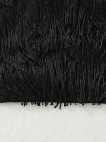 年轻女孩 T 恤，2025 年春夏新品，多层流苏设计，个性化交叉肩带，适合夏季日常活动、外出和社交聚会 - 黑色 - 查看 5