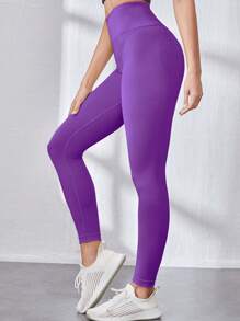 Easithlete Sport Studio High Waisted Seamless Slim Leggings For Women - Resilient Soft Touch Breathable 4-Way Stretch Legging For Running Cycling Yoga Pickleball Exercise Casual - Purple - View 4