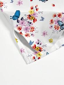PopScrub Cute Cartoon Butterfly & Flower Printed /Nurse Scrub Uniform Top  Print V Neck Frosted Scrub Top, Casual Short Sleeve Work Wear, Women Sweetheart V-Neck Ruched Blouse, Women Short Sleeve V-Neck Nurse Uniform Shirt With 2 Pockets, Soft Stretchy Ruched Graphic Tee V-Neck Short Sleeve Blouse For Lady Wear Women's V-Neck Short Sleeve Double Pocket Cute Cartoon Animal Pink Heart Rabbit Print Simple Nurse Uniform Set/Doctor Work Uniform Set/ Examination & Surgery Uniform Set/Solid Color Pet Grooming Work Uniform Set/Nutritionist Work Uniform Short Sleeve Set/Functional Multi-Pocket Lab Work Uniform Top