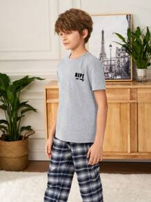 SHEIN Leap Crew Tween Boys Minimalist Summer Style - Light Grey - View 4