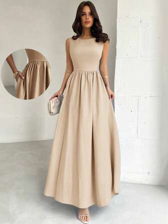 Firerie Women's Navy Blue Fitted A-Line Dress, Suitable For Valentine's Day, Concerts, Performances, Dates, Parties, Weddings, Sexy, Elegant, Work, Back To School, Vacation, Beach, Romantic,Summer Dresses For Women