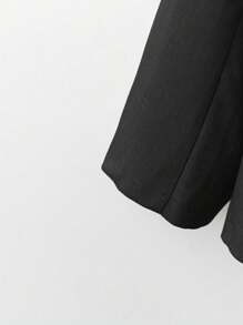 GlowEve CURVE Plus Size Women's Solid Color Long Sleeve Blazer & Midi Ruched Skirt Set Graduation,Back To School,Teacher Outfits For Women Fall Cloth For Women Autumn - Black - View 3