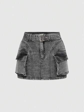 Women's Distressed Denim A-Line Skirt,Summer Outfits For Women