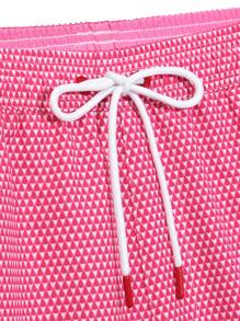 Manfinity Men's Letter & Geometric Print Drawstring Waist Loose Beach Shorts,Hawaiian - Hot Pink - View 6