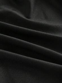 SHEIN MOD 女士休闲不对称肩部黑色衬衫，商务女性服装 - 黑色 - 查看 3