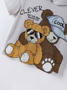 SHEIN 2pcs/Set Young Boy Simple Hooded Short Sleeve Sweatshirt And Shorts Set, Fashionable Summer Outfit,Holiday,Summer,Travel - Grey - View 5