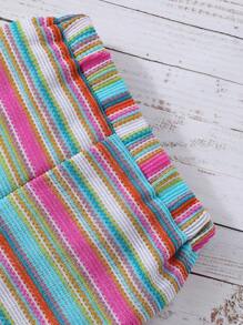 Tween Girls Striped Camisole And Pants 2 Pieces Set, Suitable For Beach Vacation - Pink - View 5