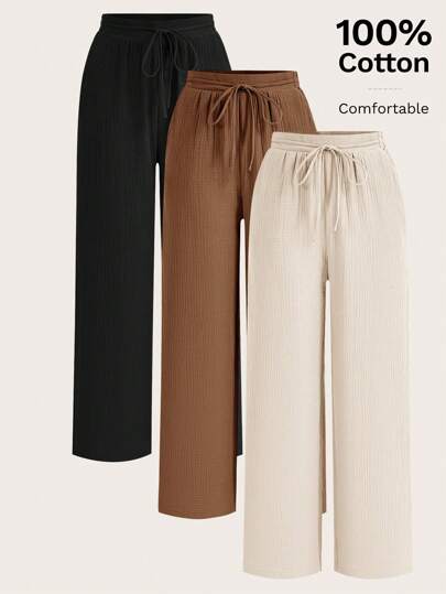 Poéselle 夏季系带前斜口袋裤宽松休闲棉麻多件套裤子休闲舒适透气适合日常通勤度假穿着