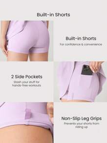 GLOWMODE Vestido activo con pantalones cortos incorporados, bolsillos laterales, agarre antideslizante y escote de tipo pico con tirantes cruzados en la espalda, diseño transpirable y de secado rápido "FeatherFit ™-Air" pensado para ganar, adecuado para tenis, golf, pickleball y uso diario