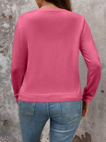 SHEIN LUNE Plus Size Solid Color Long Sleeve Cardigan, Minimalist And Fashionable, Suitable For Summer Fall Winter Cloth For Women Autumn - Hot Pink - View 2