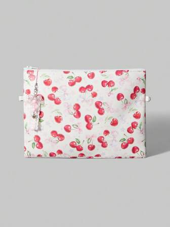 Kawaii 1pc Cherry Bow Decorated Women Clutch Bag With Ribbon Bow
