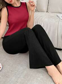 2 件套露背吊带设计上衣和裤子家居服