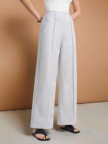 Ontre Women's Simple Commuter Straight Zip Pocket Pants, 2025 - Light Grey - View 2