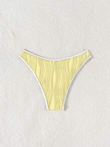 Swim Vcay Letnia impreza na plaży Vintage jasnożółta specjalna tkanina patchworkowa ściągaczowa damska dolna część stroju kąpielowego - Żółty - Zobacz 2
