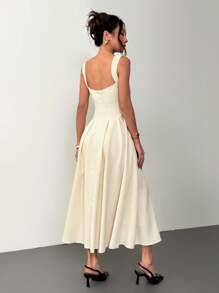 Siren Gaze 夏季女士紧身束身胸衣式中长连衣裙，适合派对、正式活动或任何展现您个性的场合，也适合锐舞派对/伊比沙岛/乡村音乐会/纳什维尔/纳什维尔等各种场合；女士度假装扮，女士节日装扮，优雅晚礼服 - 杏色 - 查看 2