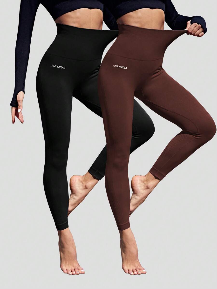 SHEIN Cheerettes 高腰无缝字母印花紧身裤