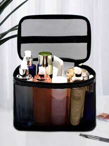 Mesh Makeup Bag For Women Daily Wear - Black - View 2