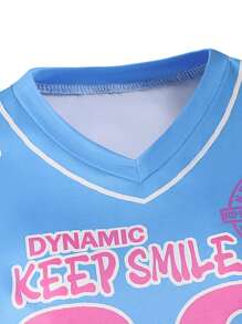 2 Pieces Set: Teen Girls Black Letter Graphic V-Neck Sports Sweatshirt And Loose Fit Pink Camo Wide Leg Pants, Streetwear Fashion Versatile, Also Suitable As Valentine's Day Gift - Multicolor - View 5