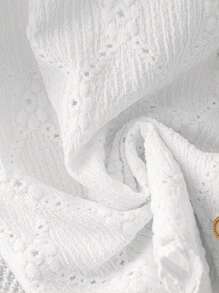 Chiquease Commute Minimalist Solid Color Jacquard Short Sleeve Shirt For Women - White - View 4