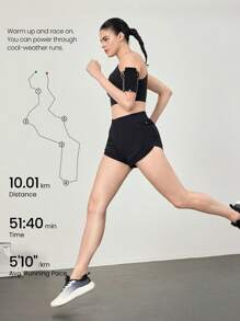 GLOWMODE 3.5" VitalSwift Quick-Dry Light Side Breathable Running Shorts With Built-In Shorts Back Pocket Medium Impact Running Jogging Training Gym Workout - Black - View 7