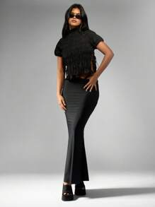 MISSGUIDED Smocked High Neck Crop Top Summer Puff Sleeve Fashion Blouse Side Tie Short Women Casual Party Evening Ruffle Hem Shirred Top Festival