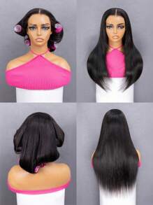 TrueHD 直发层次剪裁，无需胶水即可佩戴，6x4预剪高清蕾丝闭合，180%密度，16-24英寸，预漂白，细小发结，时尚假发，100%真人发，预拔毛，自然发际线，日常佩戴，丝滑柔顺，适合女性，情人节真人发蕾丝假发，自然无胶假发，浪漫约会之选。 - SNatural - 查看 5