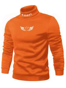 Manfinity LEGND Men's Wing Pattern High Neck Long Sleeve Casual Sweatshirt - Orange - View 1