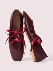 CUCCOO DOLLMOD Women Cute Flat Ballet Shoes For Dancing - Burgundy - View 9