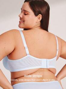 LUVLETTE Plus Dream Curve Air 全覆盖透气透明网眼垫杯蓝色基本款清爽舒适迷你文胸 - 薄荷藍 - 查看 5