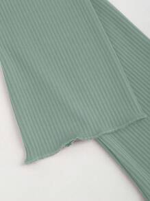 Sweetra Women's Autumn Vintage Drawstring Long Sleeve T-Shirt In Sweet Scarlet - Mint Green - View 5