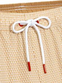 Manfinity Men's Drawstring Waist Casual Beach Shorts - Beige - View 7