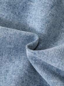 Young Boy Personalized Versatile Comfortable Casual Holiday Fashion Streetwear Elastic-Free Denim Top And Shorts Set, Thin, Summer - Medium Wash - View 8