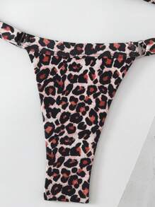 Swim Vcay Women's Leopard Print Random Pattern Sexy Metal Decor Bandeau Strapless Bikini Set, Summer - Multicolor - View 4