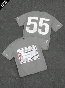 PAVTROS Manfinity Streetrush Oversized Men's Sports Style Double-Sided Large Graphic Loose T-Shirt - Grey - View 1