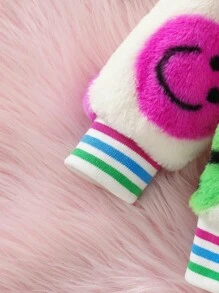 Baby Girl Fashion Rainbow Smiling Face Jacket, Warm Casual Outerwear