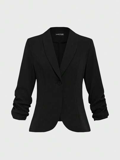 EMERY ROSE Women's Button 3/4 Sleeve Casual/Home/Outdoor Blazer